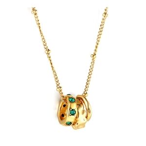 18kGold Plated Necklace with Green Accents